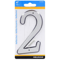 Hillman 釘取付式反射プラスティック製ナンバー シルバー「2」3個セット (841600) / 4" SLV #2 NAILON 1PC