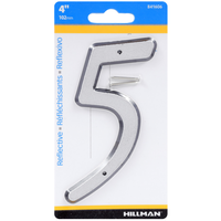 Hillman 釘取付式反射プラスティック製ナンバー シルバー「5」3個セット (841606) /  4" SLV #5 NAILON 1PC