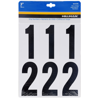 Hillman 接着式ナンバー 3インチ「0-9」 23ピース入 6セット (842274) / 3" BLK SET 0-9 ADHV 23PC