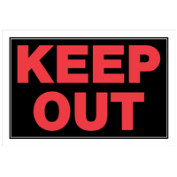 Hillman 英字サイン「KEEP OUT 」6枚セット (839898) / KEEP OUT SIGN BLK 8X12"