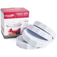 Masontops Tough Top メイソンジャー用蓋 ワイドマウス ホワイト 4個入 (TT4W) / MASON JAR LID WM WHT 4PK