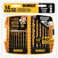 DeWalt　Pilot Point チタニウム製ドリルビット14点セット (DW1354) / DRILL BIT 14PC TITANIUM