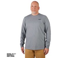 Milwaukee 男性用長袖ワークTシャツ グレー Mサイズ (604G-M) / TEE SHIRT WORK GRY LS M