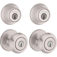 Kwikset Tylo Project デッドボルト＆エントリードアノブ サテンニッケル (92420-058) / DEADBOLT&KNOB PRJ MTL SN