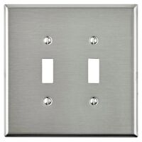 Leviton 特大ウォールプレート ステンレススティール 2ギャング (84109-040)