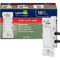 Leviton Decora Edge 単極ロッカースイッチ ホワイト 10個入 (E5601-0MW)