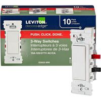 Leviton Decora Edge 3極ロッカースイッチ ホワイト 10個入 (E5603-0MW)