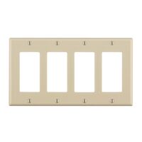 Leviton デコレーターウォールプレート 4ギャング アーモンド (80412-T)