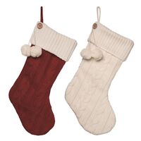 Transpac ニット製クリスマス用靴下 2個セット (Y9262)