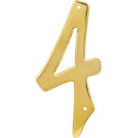 Hillman ネジ設置式真鍮製ナンバー 4インチ ゴールド「4」3個セット (847046)