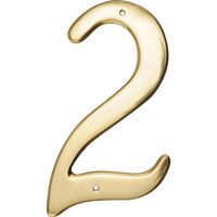 Hillman ネジ設置式真鍮製ナンバー 4インチ ゴールド「2」3個セット (847044)