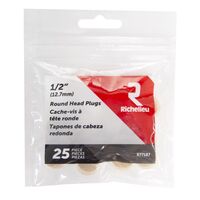 Richelieu バーチ材ラウンドヘッドプラグ 25個入 5パック (R77187)