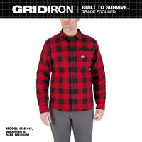Milwaukee Gridiron 襟付フランネルシャツ レッド XXLサイズ (M551R-2X)