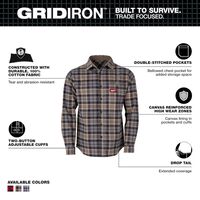 Milwaukee Gridiron 襟付フランネルシャツ グレー XXLサイズ (M551G-2X)