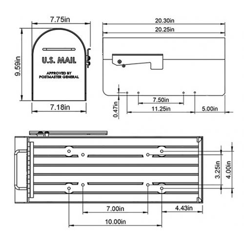 Gibraltar Mailboxes Ironside 支柱設置式メールボックス ( MB801B) / MAILBOX RURAL IRONSIDE
