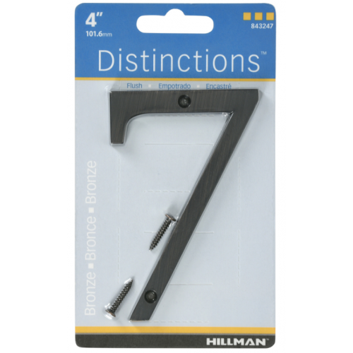 Hillman Distinctions ネジ設置式金属製ナンバー 4インチ ブロンズ「0」 (843247) 3個セット/ 4" BRZ DSNCT #7 SCRW 1PC