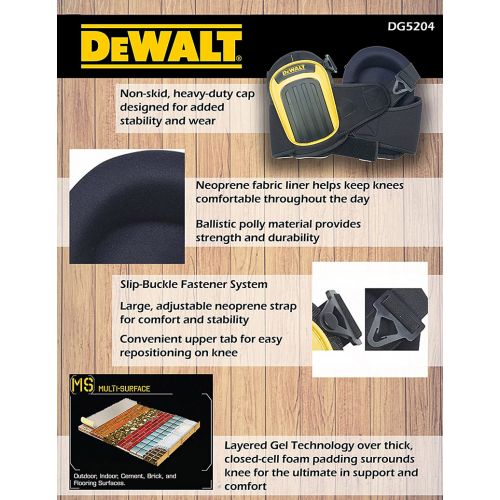 DeWalt ジェル＆ポリウレタン式プロ仕様ニーパッド (DG5204) / KNEEPADS W/GEL PRO