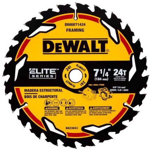 DeWalt Elite Series カーバイドチップ丸鋸用ブレード (DWAW71424) / SAW BLADE CRB 7-1/4"X24T