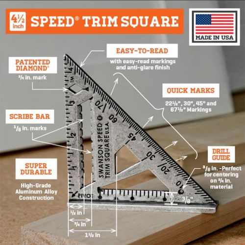 Swanson トリムスピード定規 (S0145) / SPEED SQU TRIM 4-1/2"L
