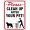HY-KO プラスティック製サイン 「Clean Up After Your Pet」10枚入 (20617) / SIGN CLEAN UP AFTER PET