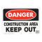 HY-KO プラスティック製サインプレート「Danger/Construction Area Keep Out 」5枚入 (520) / SIGN OSHA CONSTRUCT AREA