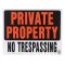 HY-KO プラスティック製サインプレート「Private Property / No Trespassing」5枚入 (SP-106) / SIGN NO TRESPASS 15X19"