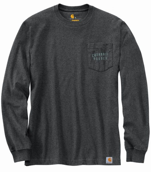 Carhartt オリジナルフィット厚地長袖ポケット付グラフィックTシャツ