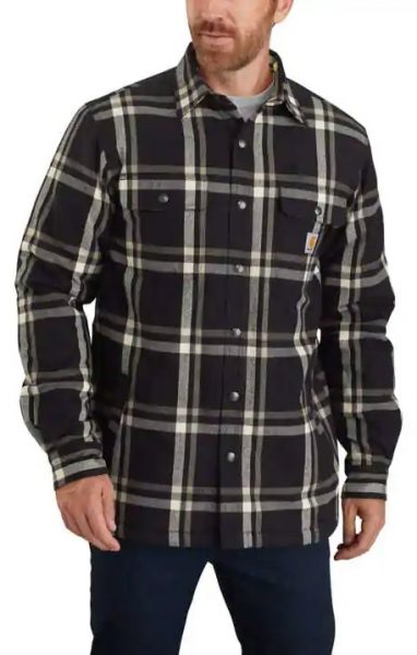 Carhartt リラックスフィットフランネルシェプラ裏地付スナップフロントチェック柄シャツジャケット
