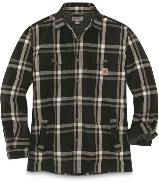Carhartt リラックスフィットフランネルシェプラ裏地付スナップフロントチェック柄シャツジャケット