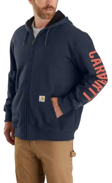 Carhartt Rain Defender オリジナルフィットフリース裏地付ロゴグラフィックスエットパーカー/ニューネイビー