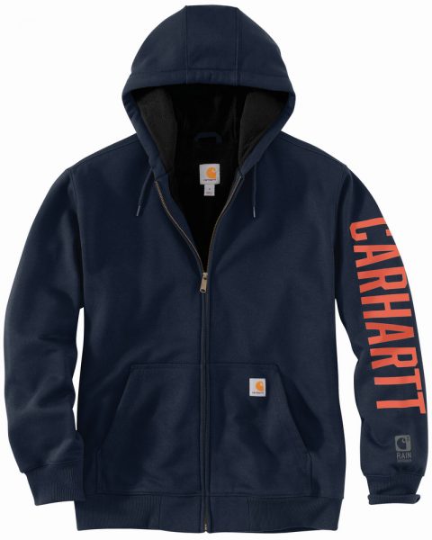 Carhartt Rain Defender オリジナルフィットフリース裏地付ロゴグラフィックスエットパーカー/ニューネイビー