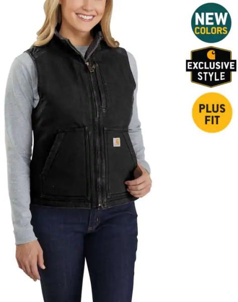 Carhartt ウォッシュドダックシェルパ裏地付ベスト レディース/ブラック