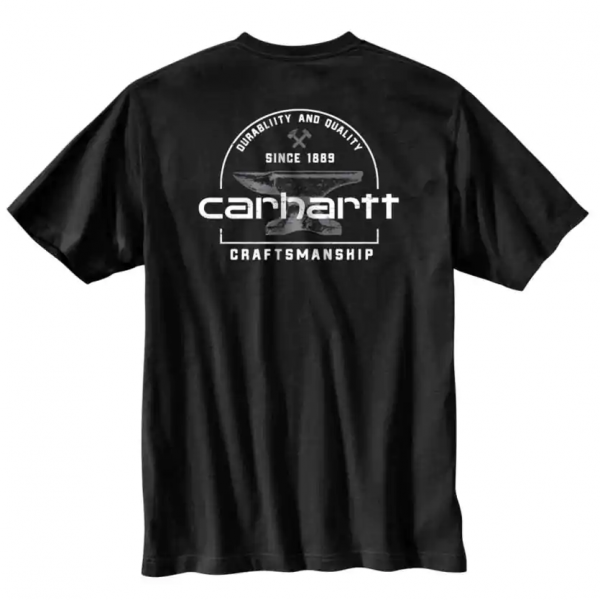 Carhartt リラックスフィットポケット付厚地半袖 アンビルグラフィックTシャツ/ブラック Style # 104613