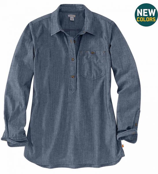 Carhartt Rugged Flexリラックスフィット長袖シャツ/レディース/インディゴシャンブレー Style #104287