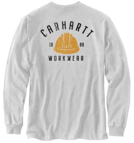 Carhartt リラックスフィット厚地長袖ヘルメットグラフィックTシャツ/ヘザーグレー Style # 104535
