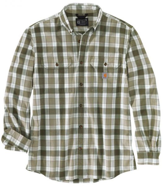 Carhartt ルーズフィット厚地フランネル長袖格子柄シャツ