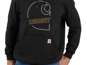 Carhartt ルーズフィット中厚Carhartt Cグラフィック付スエットシャツ/ブラック Style # 105192