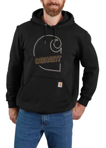 Carhartt ルーズフィット中厚Carhartt Cグラフィック付スエットシャツ/ブラック Style # 105192