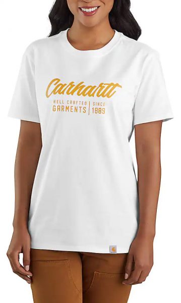 Carhartt ルーズフィット厚地Craftedグラフィック付半袖Tシャツ/レディース