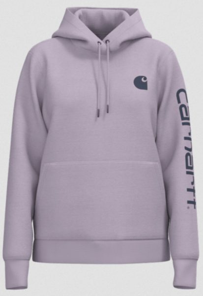 Carhartt リラックスフィット中厚ロゴ袖グラフィックスエットパーカー/レディース