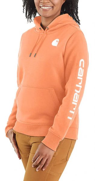 Carhartt リラックスフィット中厚ロゴ袖グラフィックスエットパーカー/レディース