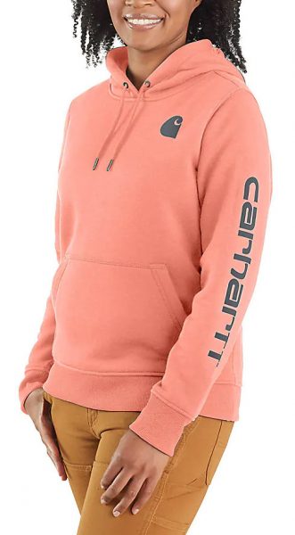 Carhartt リラックスフィット中厚ロゴ袖グラフィックスエットパーカー/レディース