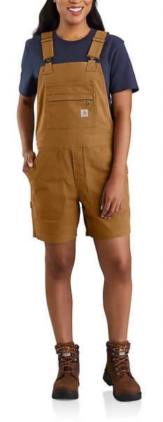 Carhartt Rugged Flex リラックスフィット キャンバスショートオール/カーハートブラウン/レディース