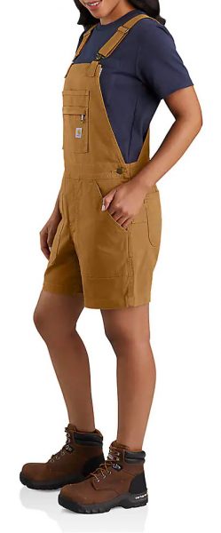 Carhartt Rugged Flex リラックスフィット キャンバスショートオール/カーハートブラウン/レディース