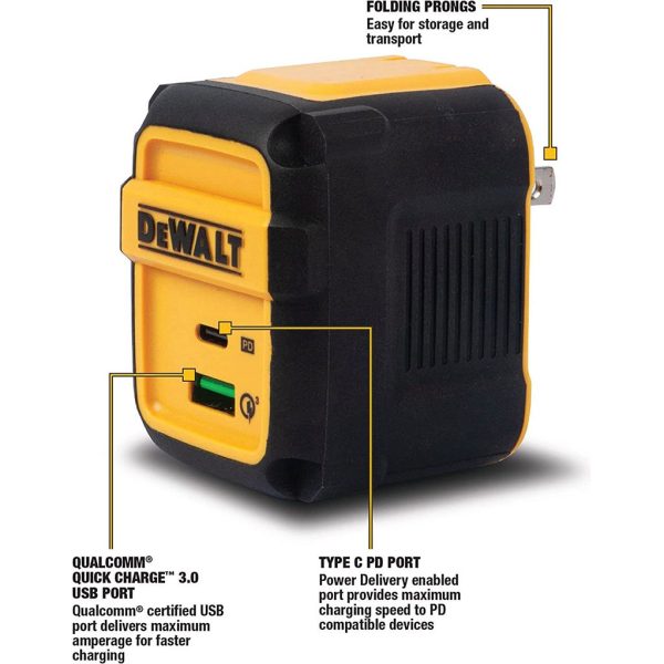 DeWalt 2ポートUSB式壁用充電器