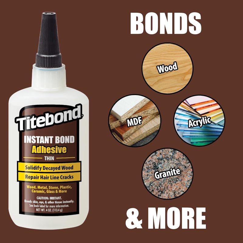 2液混合接着システム Titebond Instant Bond 半透明木材接着剤