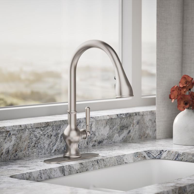 ボタンを押すだけ Kohler Treaty プルダウン式キッチン蛇口