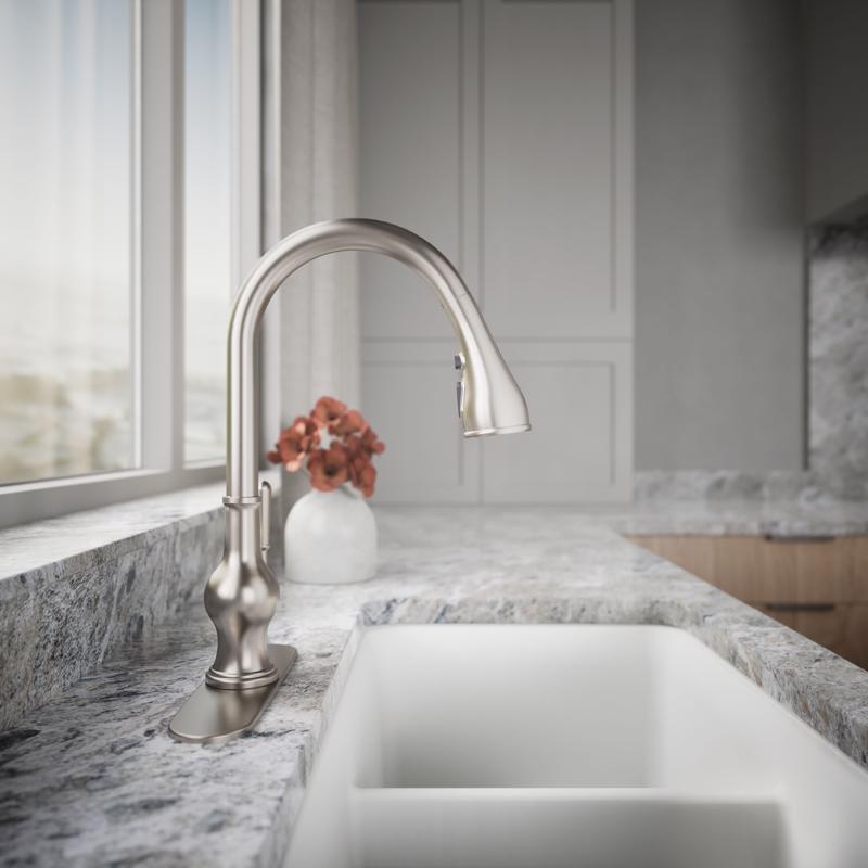 ボタンを押すだけ Kohler Treaty プルダウン式キッチン蛇口