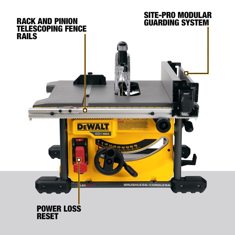 バッテリータイプ DeWalt 60V 8-1/4インチ テーブルソー