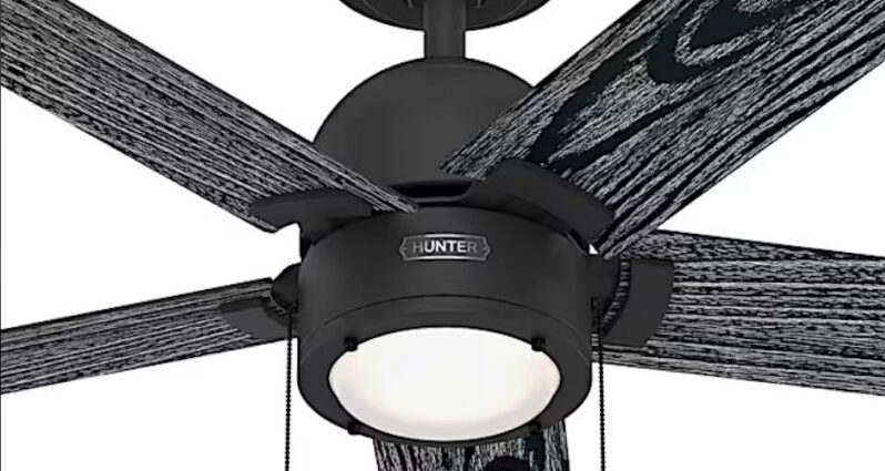 Hunter 屋内用LED付シーリングファン ブラック 52インチ (51760)